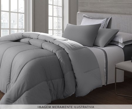 Jogo de Duvet Acetinado Matelassê Duo Prata e Grafite 300 Fios | Westwing