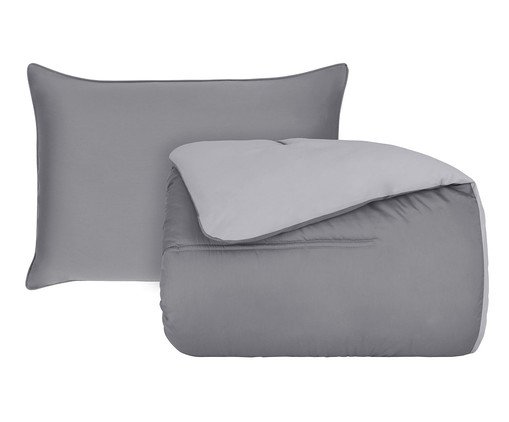 Jogo de Duvet Acetinado Matelassê Duo Prata e Grafite 300 Fios, multicolor | WestwingNow