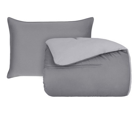 Jogo de Duvet Acetinado Matelassê Duo Prata e Grafite 300 Fios | Westwing