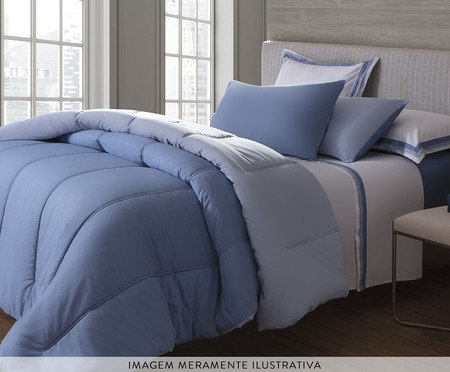 Jogo de Duvet Acetinado Matelassê Duo Azul 300 Fios | Westwing