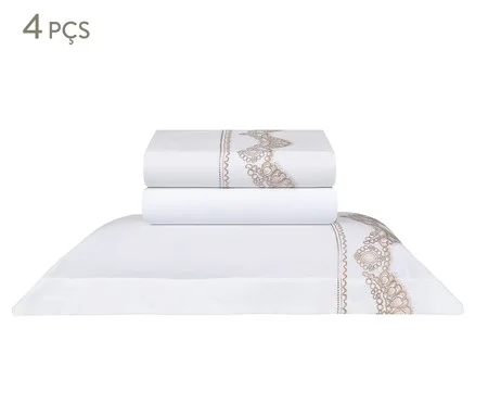 Jogo de Lençol Acetinado Veneza Bordado 300 Fios | Westwing