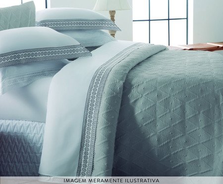 Jogo de Lençol Acetinado Bordado Mini Check Branco 300 Fios | Westwing