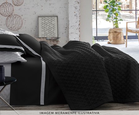 Jogo de Lençol Acetinado St. Germain Preto e Branco 300 Fios | Westwing