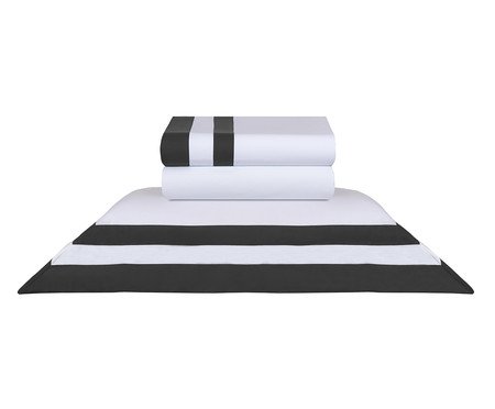 Jogo de Lençol Double Branco Grafite 200 Fios | Westwing