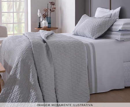 Porta-Travesseiro Zig Prateado 200 Fios - 50X70cm | Westwing