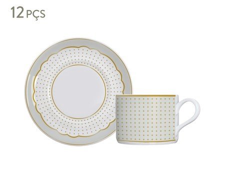 Jogo de Xícaras para Chá com Pires em Porcelana Royal Off White | Westwing
