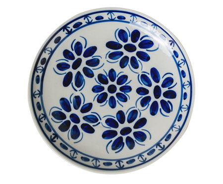 Prato Raso em Porcelana Colonial - Azul