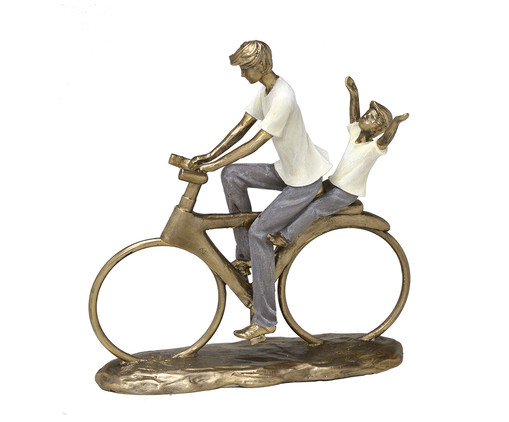 Escultura em Resina Pai e Filho na Bike, Colorido | WestwingNow