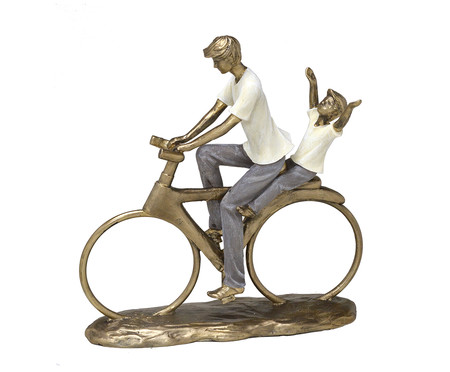 Escultura em Resina Pai e Filho na Bike