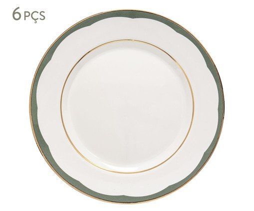 Jogo de Pratos Raso Aquarelle com Filete Dourado, Branco | WestwingNow