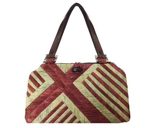 Bolsa Jane Ráfia Verde e Burgundy, green | WestwingNow