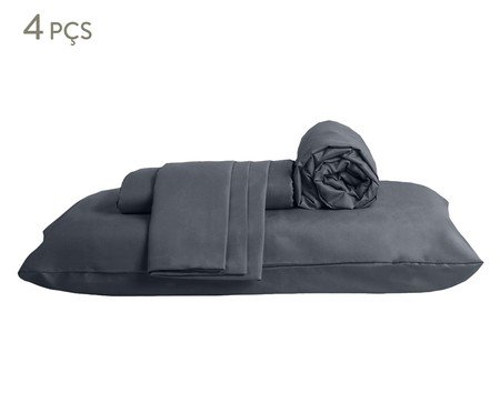 Jogo de Lençol Clássico em Microfibra Jazz Cinza | Westwing