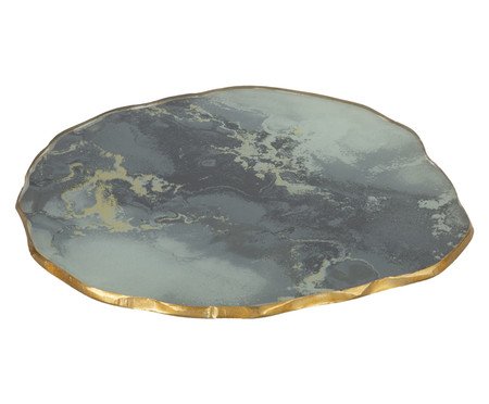 Centro de Mesa Orgânico Stone Onix com Borda Dourada