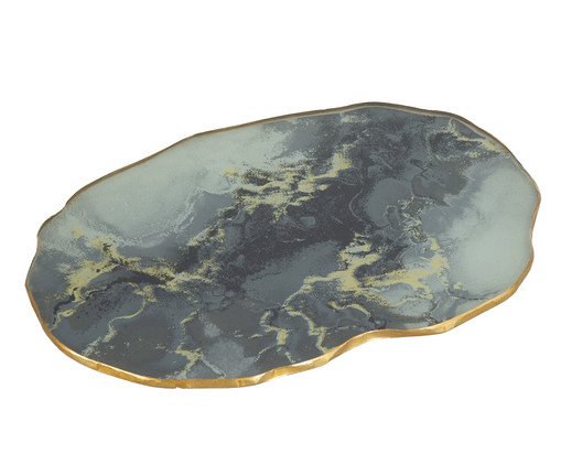 Centro de Mesa Orgânico Stone Onix com Borda Dourada, Dourado | WestwingNow