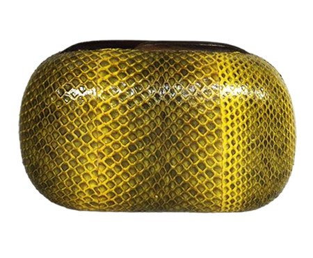 Mini Clutch de Couro Snake Yellow 16X9X4cm