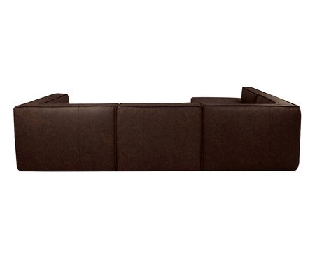 Sofá 4 Módulos Encosto Parcial Esquerdo Mensa em Couro Marrom | Westwing