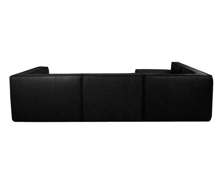 Sofá 4 Módulos Encosto Parcial Esquerdo Mensa em Couro Preto | Westwing