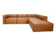 Sofá 4 Módulos Encosto Parcial Direito Mensa em Couro Caramelo, beige | WestwingNow