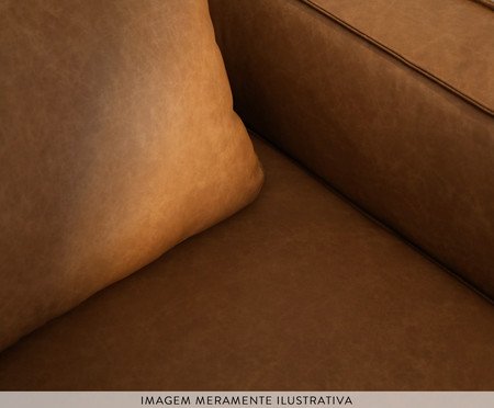 Sofá 4 Módulos Encosto Parcial Direito Mensa em Couro Cinza | Westwing