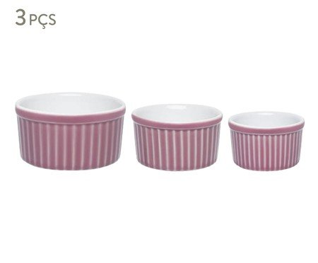 Jogo de Tigelas Remequin Rosa e Branco