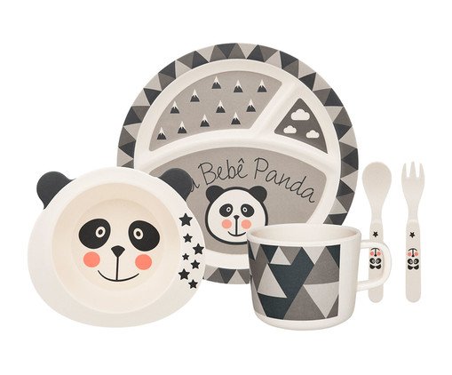 Conjunto Refeição Infantil Bebê Panda, Colorido | WestwingNow