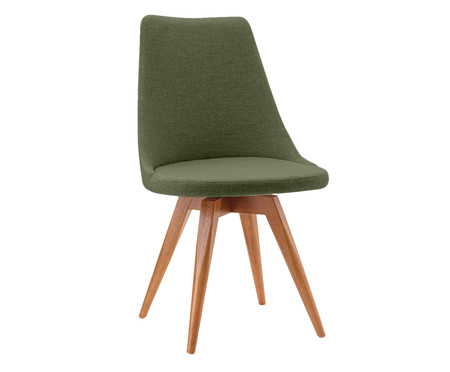 Cadeira em Madeira e Tecido Ella - Verde Musgo