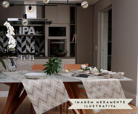 Caminho de Mesa em Linho Zig Zag Cinza | Westwing