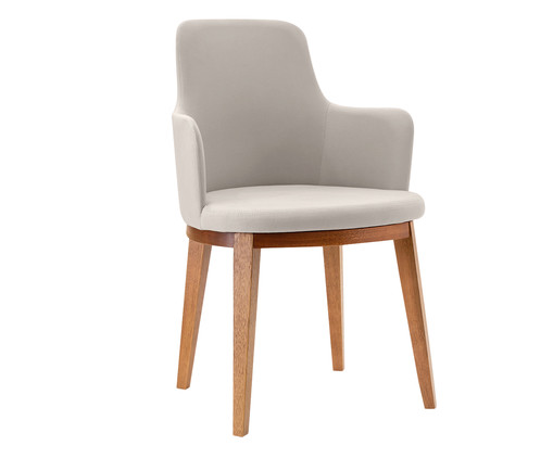 Cadeira de Madeira com Braço Mary - Creme, Cinza | WestwingNow