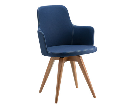 Cadeira Giratória de Madeira Tina - Azul Marinho | WestwingNow