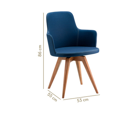 Cadeira Giratória de Madeira Tina - Azul Jeans | WestwingNow