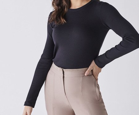 Blusa Mg Longa Preto | Westwing
