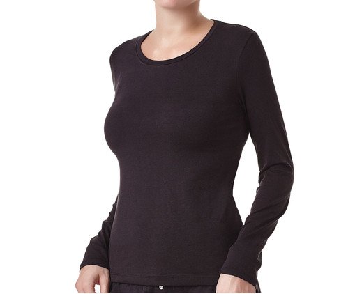 Camiseta Manga Longa Preto, Preto | WestwingNow