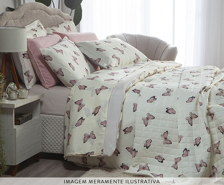 Capa Duvet Essencialle Borboletas Branco 140 Fios | Westwing