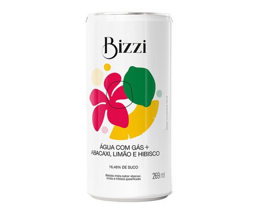 Água com Gás Saborizada Bizzi Sabor Abacaxi, Limão e Hibisco - 269ml, multicolor | WestwingNow