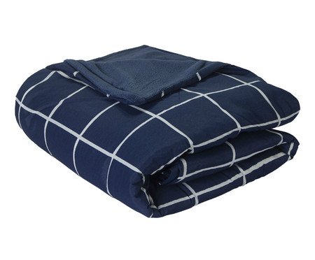 Capa de Coberdrom Soft Duvet Essencialle Grid Marinho
