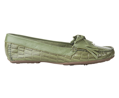 Mocassim Crocro em Couro Verde