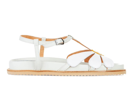 Slider em Couro Daisy Off-White