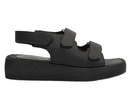 Sandália Flatform Ráfia Preto