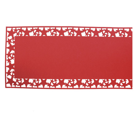 Caminho de Mesa com Bordas Decoradas - Vermelho