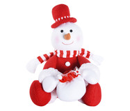 Boneco de Neve Sentado com Placa Feliz Natal  - Vermelho | WestwingNow