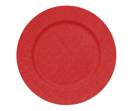 Sousplat Redondo Liso com Glitter  - Vermelho