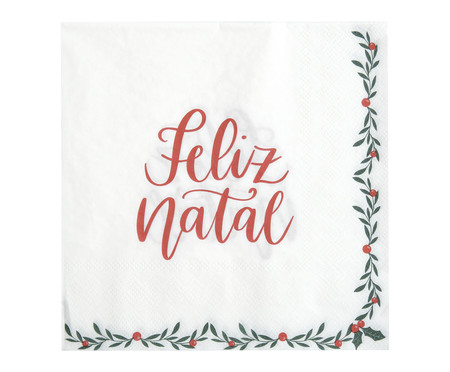 Guardanapo de Papel Feliz Natal - Branco