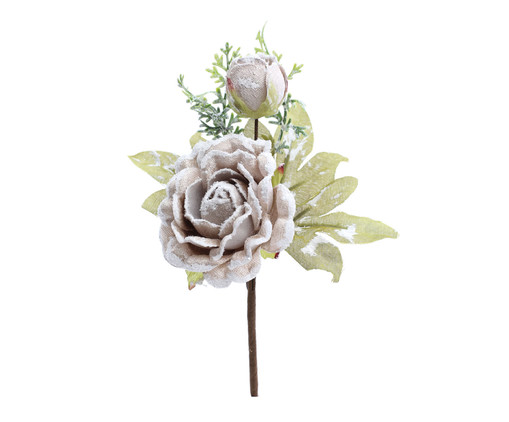 Pick com Flor e Folhas Nevados - Bege, beige | WestwingNow