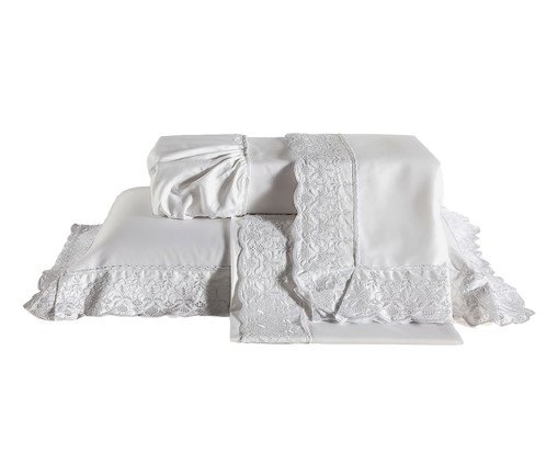 Jogo de Lençol Acetinado Chateau Versailles Branco Real 400 Fios, Branco | WestwingNow