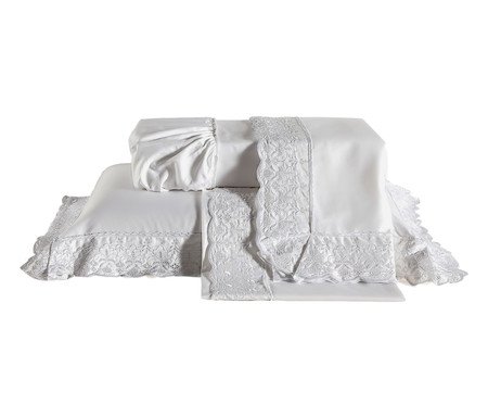 Jogo de Lençol Acetinado Chateau Versailles Branco Real 400 Fios | Westwing