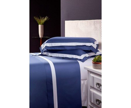 Jogo de Lençol Acetinado Comfy Navy 400 Fios | Westwing