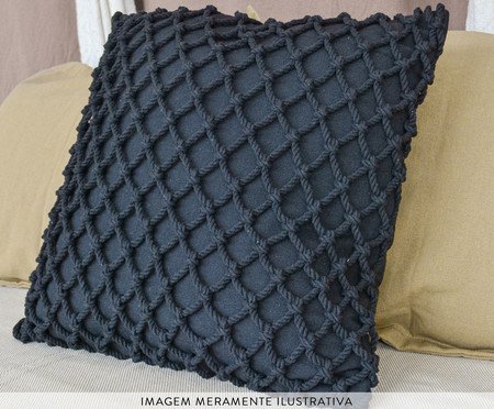 Capa de Almofada Macramê com Corda Preto | Westwing