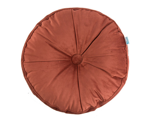 Almofada Botão Redonda em Veludo Terracota - 45x10cm, marrom | WestwingNow