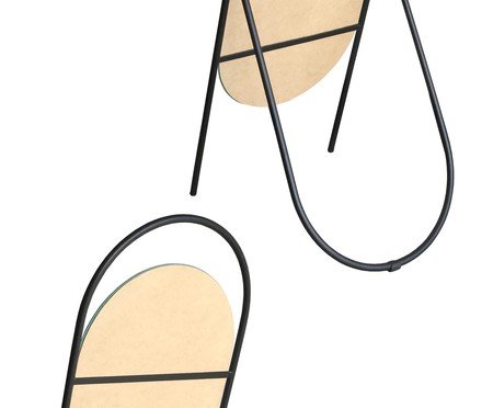 Espelho de Chão Portal Fit com Suporte Oblongo Preto | Westwing