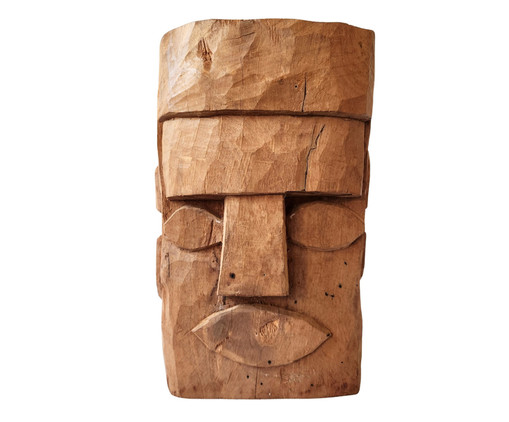 Totem Cabeça Home Grande Mestre Luiz Benício Madeira, Natural | WestwingNow